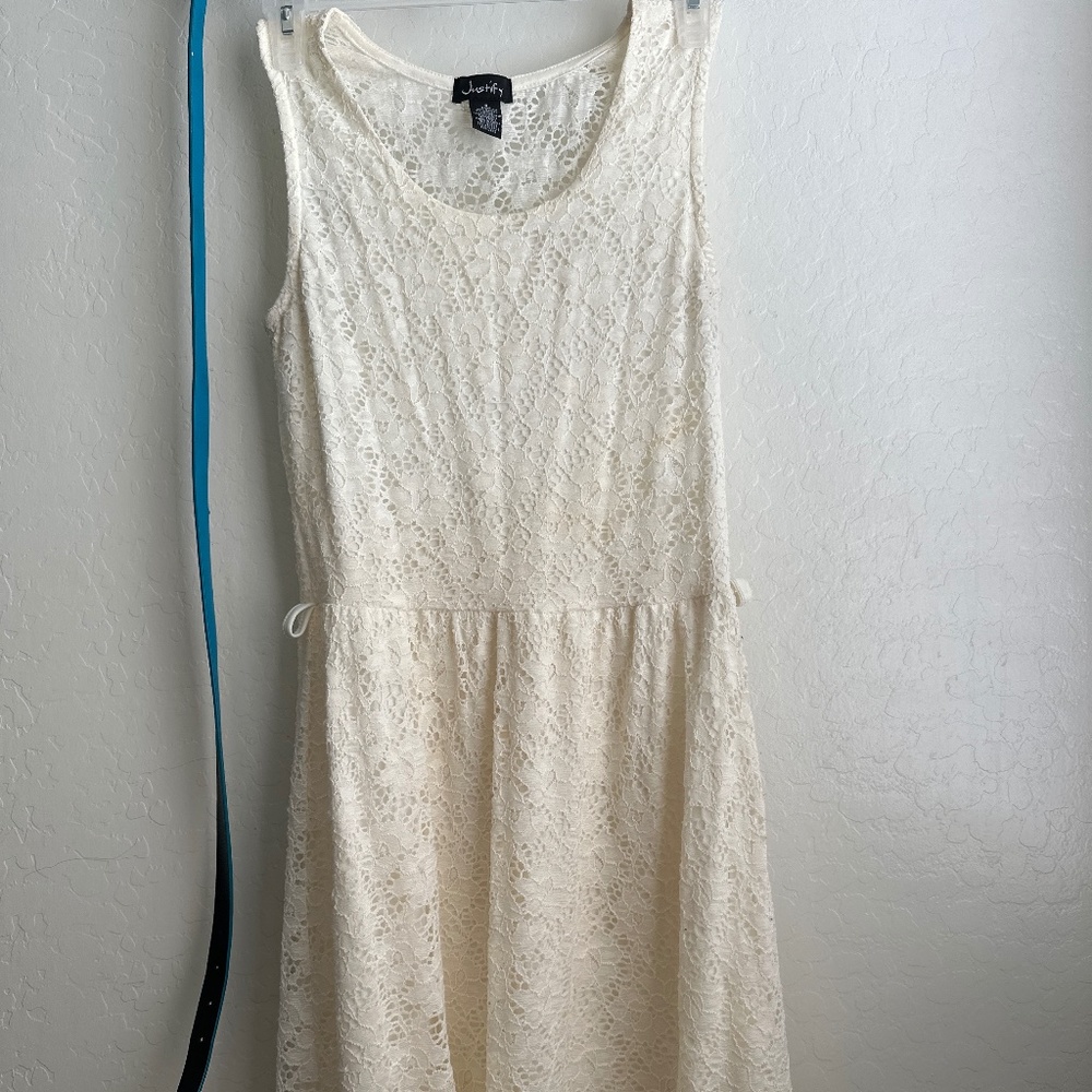 Cream Lace Above the Knee Dress